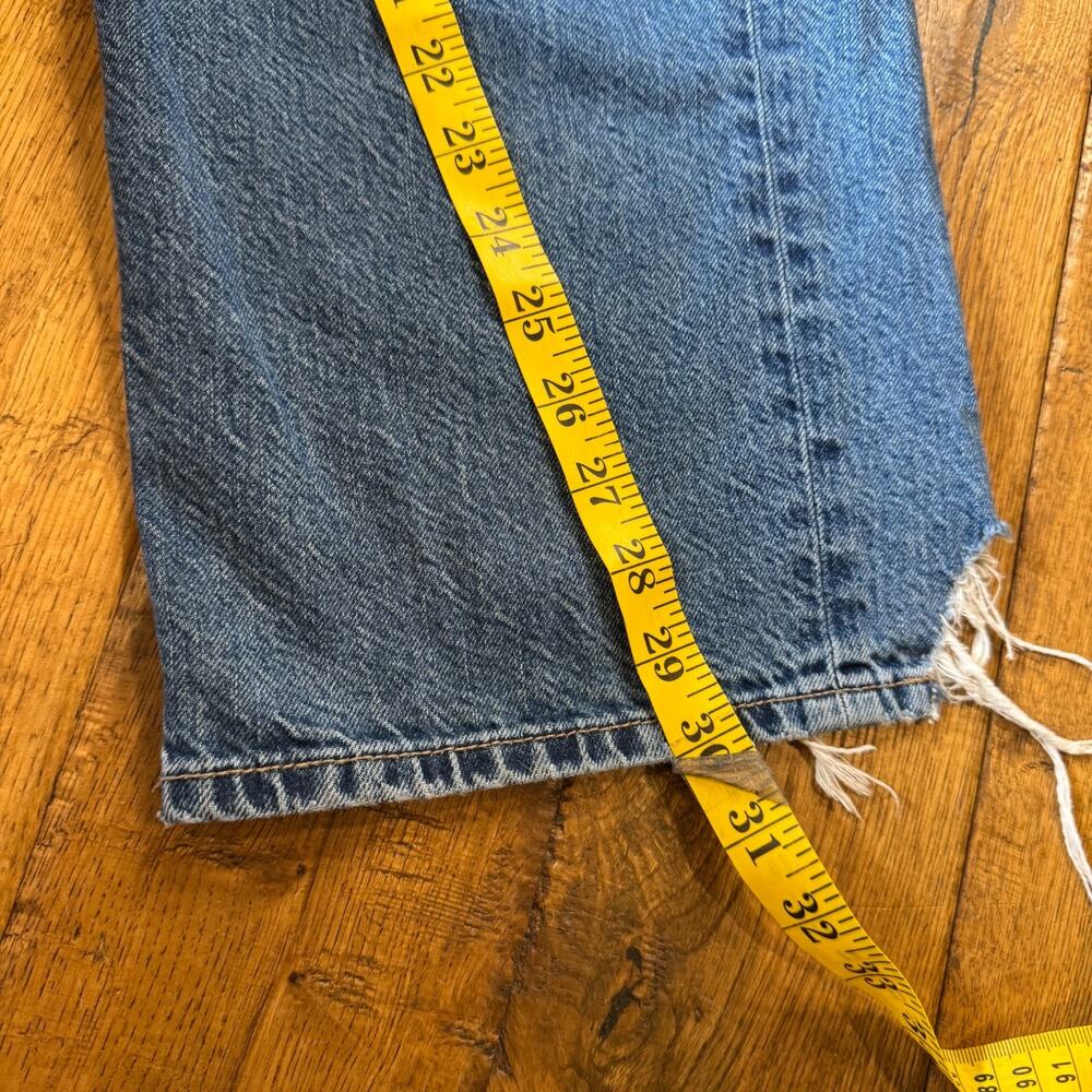 American Eagle Jeans Women 14S High Rise Baggy Wide Leg Button Fly Distressed - Picture 6 of 9